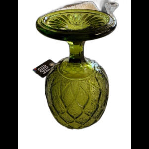 Vintage Indiana Glass Avocado Green Quilted Diamond Glass